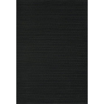 Soft Felted Wool Hand Woven Stripe Panels Solid Tempo Area Rug, Raven, 9'3"x13'