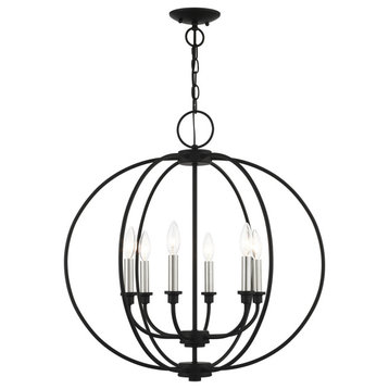 Livex Lighting Milania 6 Light Black With Brushed Nickel Accents Chandelier