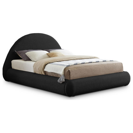 Rudy Teddy Fabric Upholstered Bed, Black, Queen