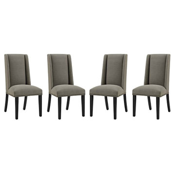 Modway Baron 20.5" Solid Wood Polyester Dining Chair in Granite (Set of 4)
