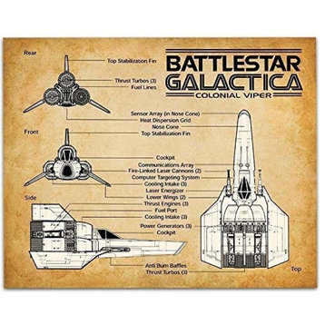 Battlestar Galactica Colonial Viper Art Print, 11x14 Unframed