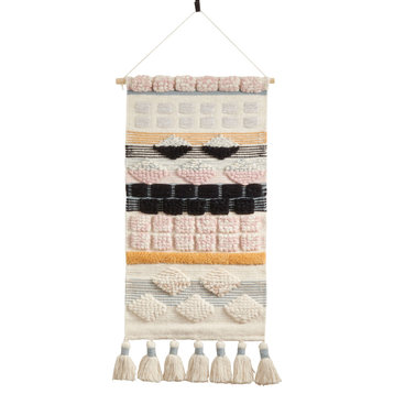 Chunky Tassels Design Textured Woven Wall Hanging
