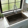 Karran Drop-In Quartz Composite 33" 1-Hole Single Bowl Kitchen Sink Kit, Brown