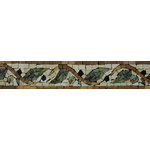 Mozaico - Mosaic Border, Green Leaves, 4"x12" - A simple mosaic border fully handcrafted using natural stones to illustrate green leaves to decorate the interior and exterior of homes. This mosaic border can be installed in your kitchen bathroom or living room.