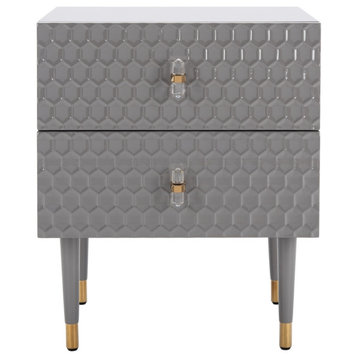 Beonica 2 Drawer Side Table Grey / Gold