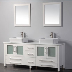 Acer 71 inch White Double Vessel Sinks Bathroom Vanity - Bathroom Vanities And Sink Consoles