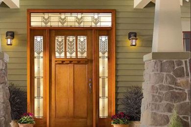 Entry Door w/ Light Stain and Glass