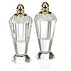HomeRoots Handcrafted Optical Crystal and Gold Pair of Salt and Pepper Shakers