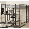 Roseberry Kids Contemporary Metal Full Loft Bed with Workstation in Silver