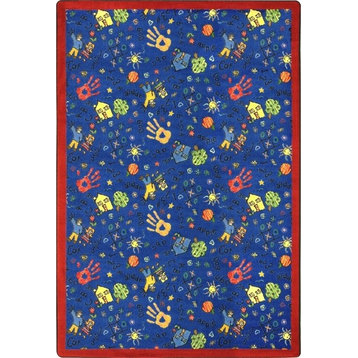 Joy Carpets Playful Patterns, Children'S Area Rug, Scribbles, 10'9"X13'2", Blue