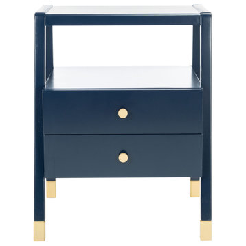 Safavieh Cove 2 Drawer 1 Shelf Accent Table, Navy/Gold
