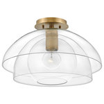 Hinkley - Hinkley 39061HBR Lotus 1 Light Medium Semi-flush Mount in Heritage Brass - Lotus reveals itself in layers of three concentric clear glass shades nested together in a unique and alluring shape. A true shapeshifter, Lotus can be installed as a pendant or close to the ceiling. Available in either Heritage Brass or Black finish options, this transitional design grows even more glamorous when illuminated.