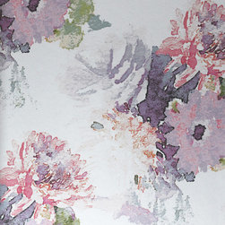 BEARDWOOD &ndash; PURPLE, PINK, GREY FLOWER ON SILVER Pattern Number: 2016-102-05 - Wallpaper