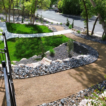 Multi-Tier Boulder Retaining Walls with Fire Pit Patio in Salt Lake, UT