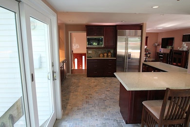 Example of a trendy kitchen design in New York