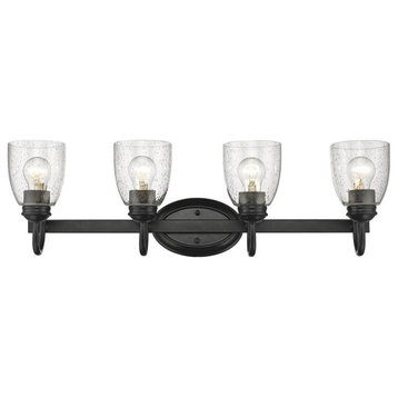 Parrish 4 Light Bath Vanity in Black with Seeded Glass