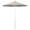 7.5' Silver Anodized Push Lift Aluminum Umbrella, Antique Beige Olefin