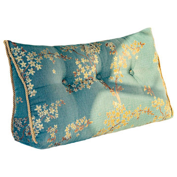 WOWMAX Wedge Reading Pillow Floral Pattern Headboard Cushion for Twin Bed