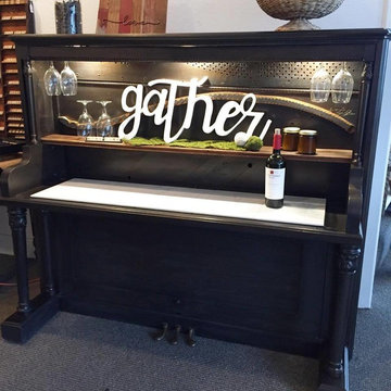 Upcycled Wine Bar from antique piano