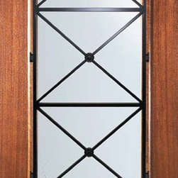 Slab Single Door 80 Mahogany Republic 1 Panel 3/4 Lite Wrought Iron - Front Doors