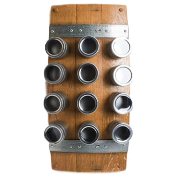 Wine Barrel Spice Rack, 12 Cans