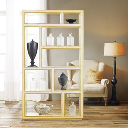 MH -Vertical Abstract Bookcase in Cream w/ Gold - Products