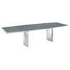 Allegra Manual Dining Table with Stainless Steel Base and Gray Top