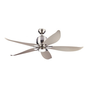 56 Turbine Led Ceiling Fan In Painted Brushed Steel