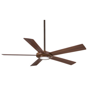 52" Ceiling Fan, Distressed Koa With Frosted Glass