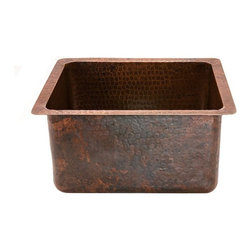 Premier Copper 16&Prime; Gourmet Rectangular Hammered Copper Bar/Prep Sink BREC16DB - Bar Sinks