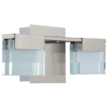 Vicino 2-Light LED Bath/Vanity, Satin Nickel, Frosted Clear Glass