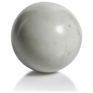 Monza 3.5" White Marble Fill Decorative Balls, Set of 4