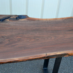 Live Edge Walnut Standing Desk with Modern Base - Desks And Hutches