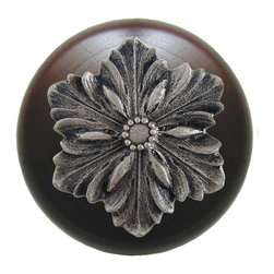 Inviting Home Inc. - Opulent Flower Walnut Wood Knob, Satin Nickel - Cabinet And Drawer Knobs