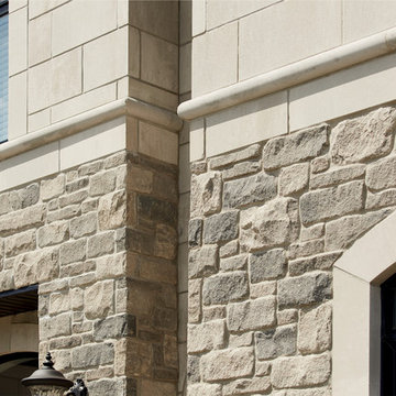 Tumbled Vintage / Mystick Grey Brick & Arriscraft Building Stone Home - Ontario