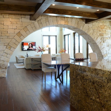 Jenkins arch kitchen to dining to living large tall doors