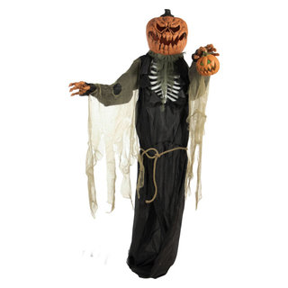 Life-Size Animatronic Pumpkin Man, Indoor/Outdoor Halloween Decoration ...