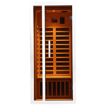 Extendable Indoor FAR Infrared Heating Sauna Bluetooth, White, 1-Person
