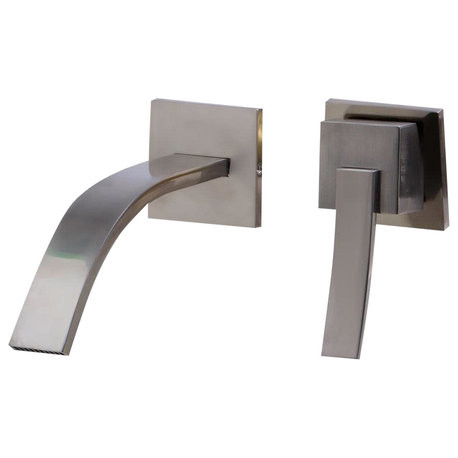 Brushed Nickel Single Lever Wallmount Bathroom Faucet