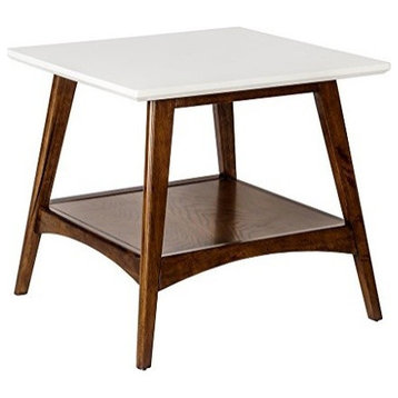 Madison Park Parker Mid-Century Modern Natural Wood End Table, Pecan