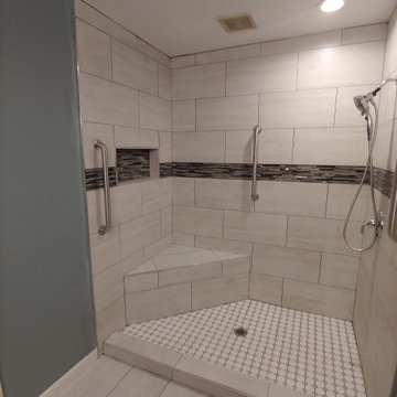 Handicap bathroom remodel and enlarge