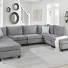 Simona Gray Velvet 8 Piece Modular U Shape/L Shape Sectional Sofa Couch