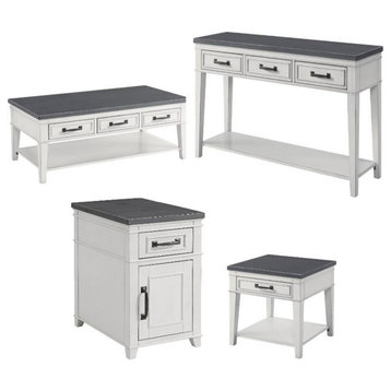 Home Square 4 Piece Set with Console, Coffee Table, End Table and Side Table