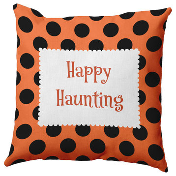 Happy Haunting Dots Accent Pillow, Traditional Orange, 20"x20"