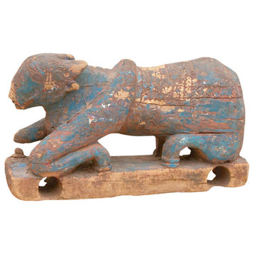 Ancient Indian Wooden Nandi Figure