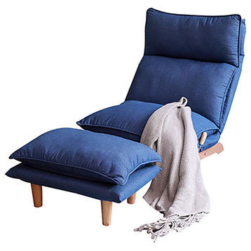 Lazy Sofa Balcony Foldable Reclining Chair in Blue