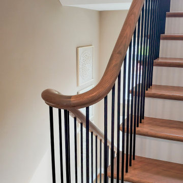 Project #153 | Sophisticated Red Oak Stair with Metal Balusters