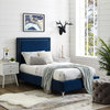 Giovanna Nailhead Trim Platform Bed, Navy Velvet, Full