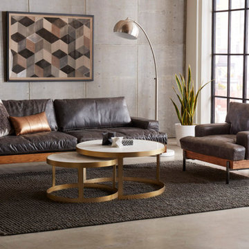 Chiavari Distressed Ebony Leather Sofa