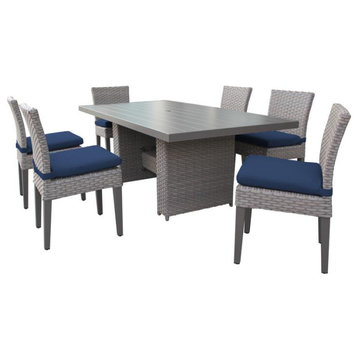 Florence Rectangular Outdoor Patio Dining Table With 6 Armless Chairs